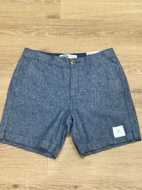 NWT Old Navy High Rise Everyday Linen Blend Shorts Blue Size 4 7” Inseam